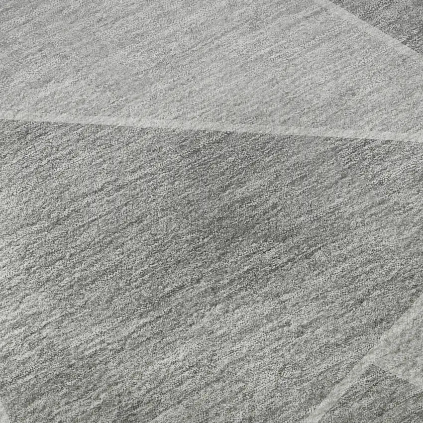 Gray And Silver Geometric Washable Area Rug With UV Protection Photo 9