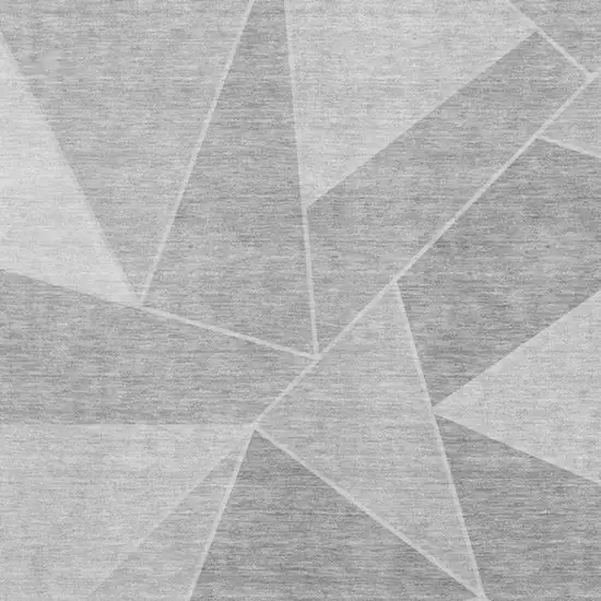 Gray And Silver Geometric Washable Area Rug With UV Protection Photo 2