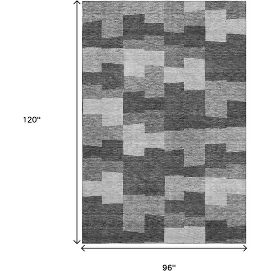 Gray And Silver Geometric Washable Area Rug With UV Protection Photo 3