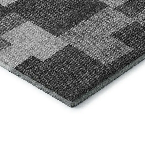 Gray And Silver Geometric Washable Area Rug With UV Protection Photo 8