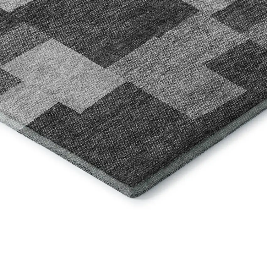 Gray And Silver Geometric Washable Area Rug With UV Protection Photo 8