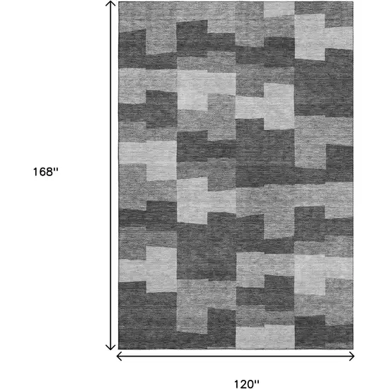 Gray And Silver Geometric Washable Area Rug With UV Protection Photo 3