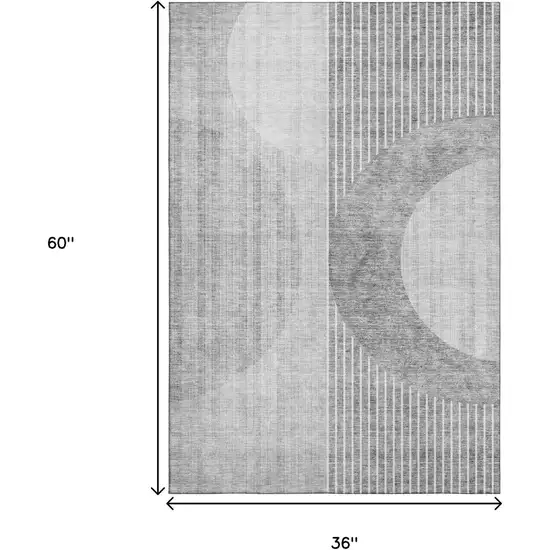 Gray And Silver Geometric Washable Area Rug With UV Protection Photo 7