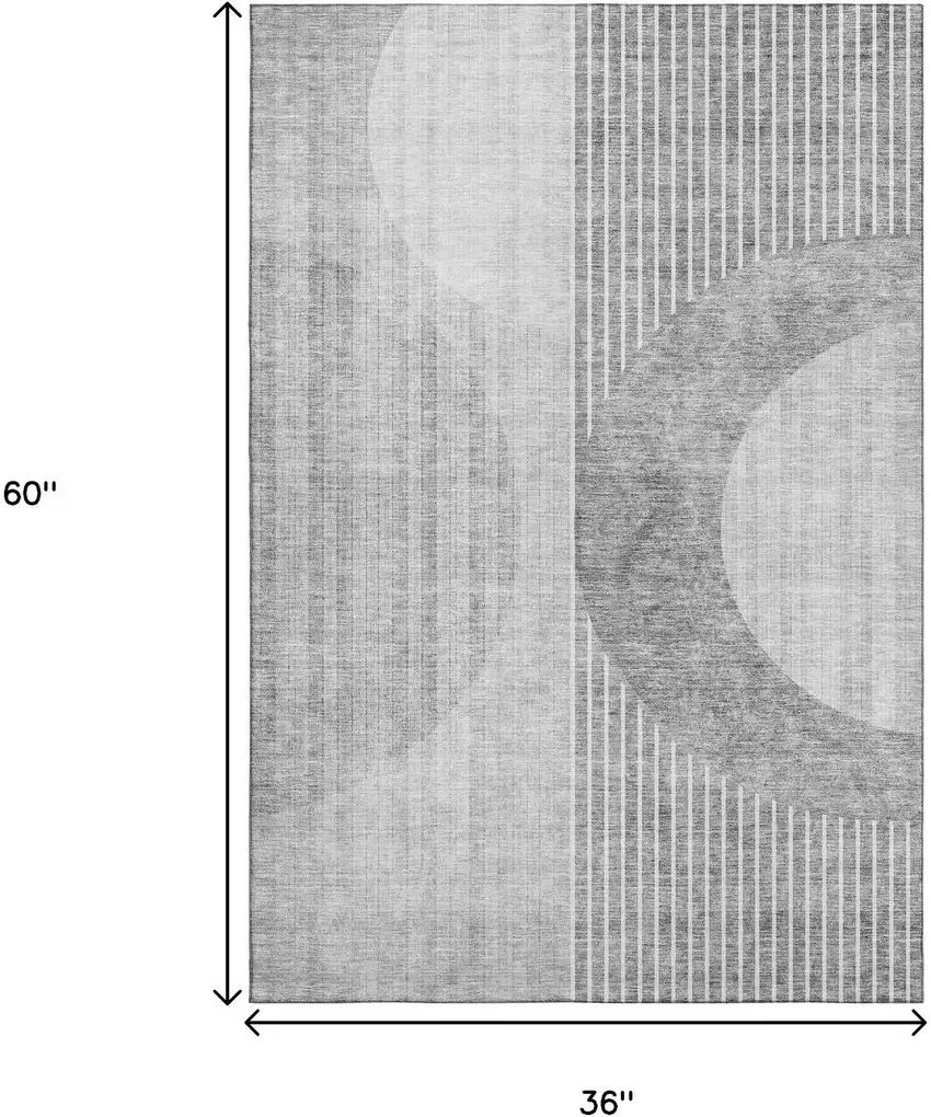 Gray And Silver Geometric Washable Area Rug With UV Protection Photo 7