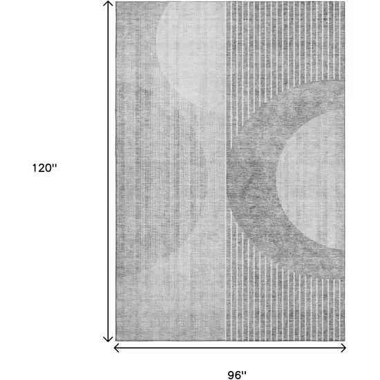 Gray And Silver Geometric Washable Area Rug With UV Protection Photo 3