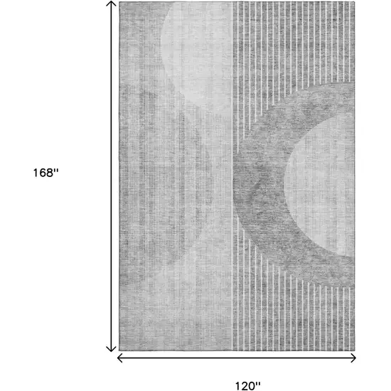 Gray And Silver Geometric Washable Area Rug With UV Protection Photo 3