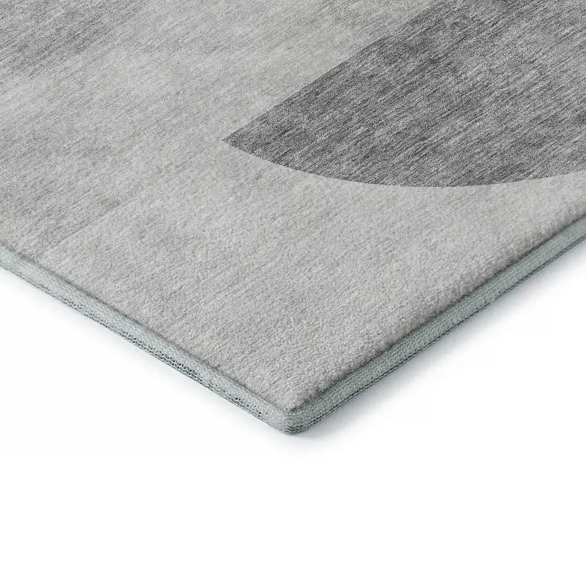 Gray And Silver Geometric Washable Area Rug With UV Protection Photo 8