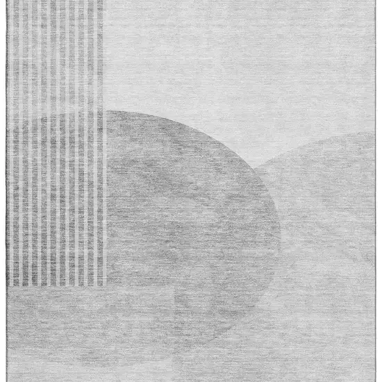 Gray And Silver Geometric Washable Area Rug With UV Protection Photo 3