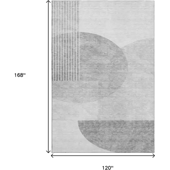 Gray And Silver Geometric Washable Area Rug With UV Protection Photo 4