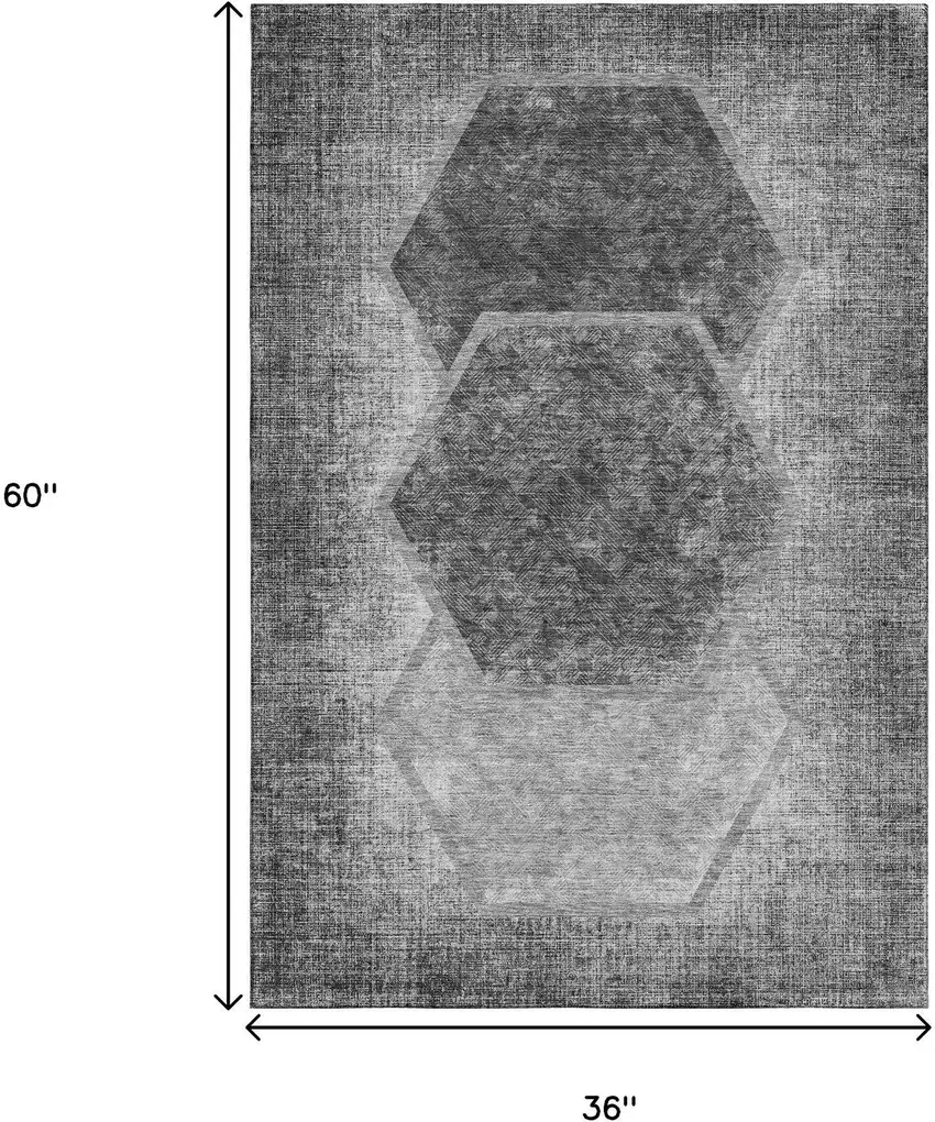 Gray And Silver Geometric Washable Area Rug With UV Protection Photo 7