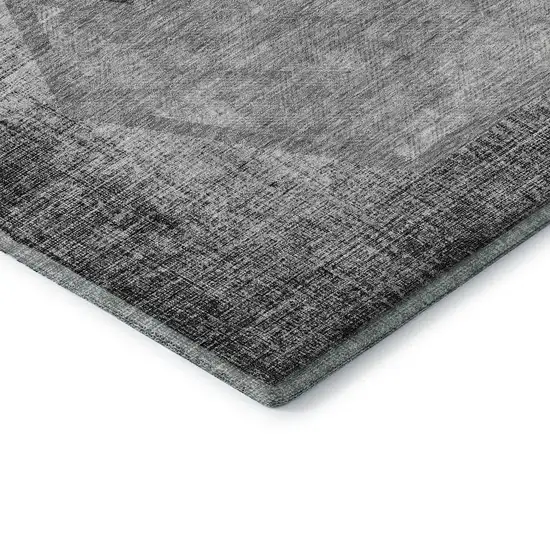 Gray And Silver Geometric Washable Area Rug With UV Protection Photo 9