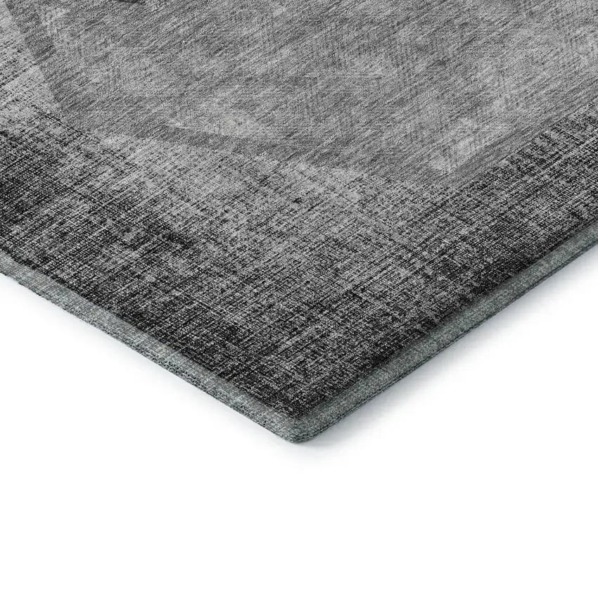Gray And Silver Geometric Washable Area Rug With UV Protection Photo 8