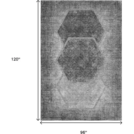 Gray And Silver Geometric Washable Area Rug With UV Protection Photo 4