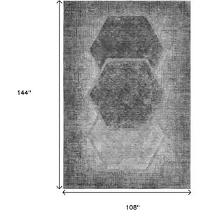 Photo of Gray And Silver Geometric Washable Area Rug With UV Protection