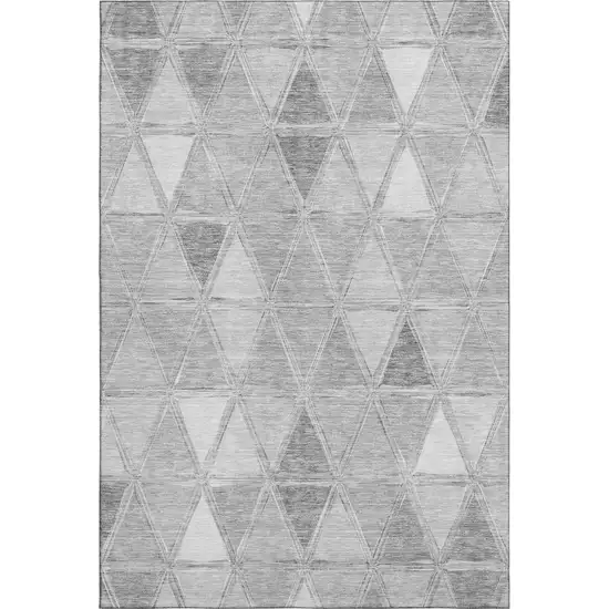Gray And Silver Geometric Washable Area Rug With UV Protection Photo 1