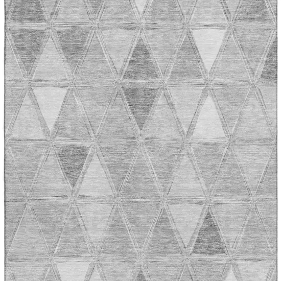 Gray And Silver Geometric Washable Area Rug With UV Protection Photo 4