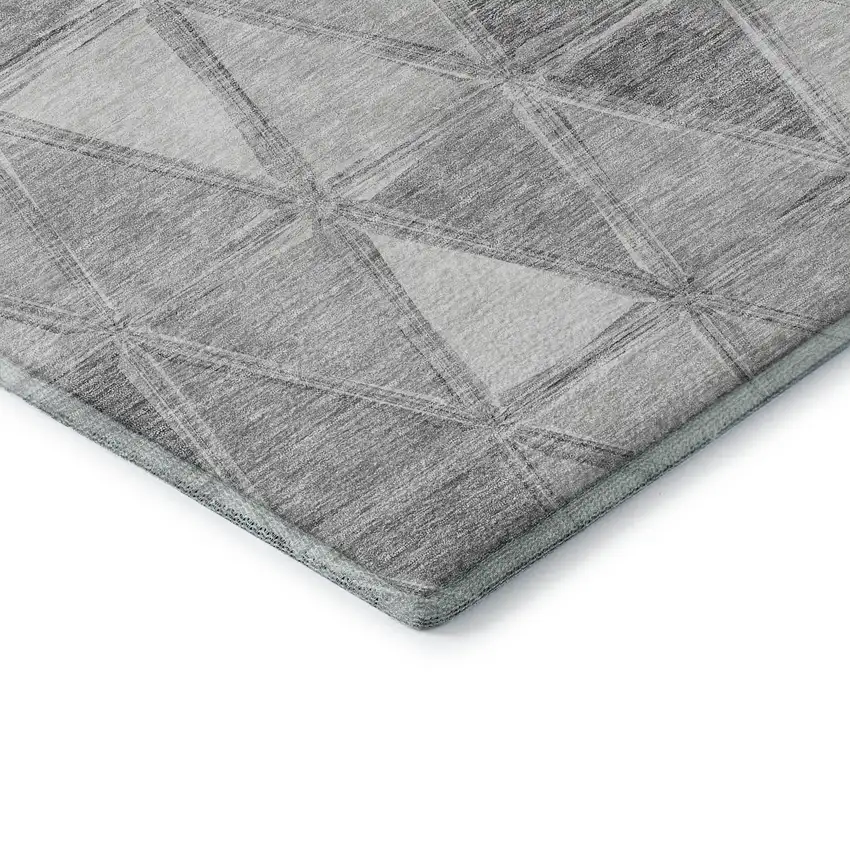 Gray And Silver Geometric Washable Area Rug With UV Protection Photo 9