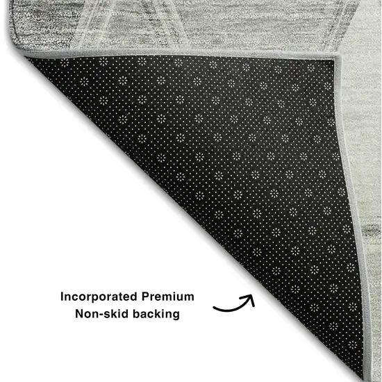 Gray And Silver Geometric Washable Area Rug With UV Protection Photo 8