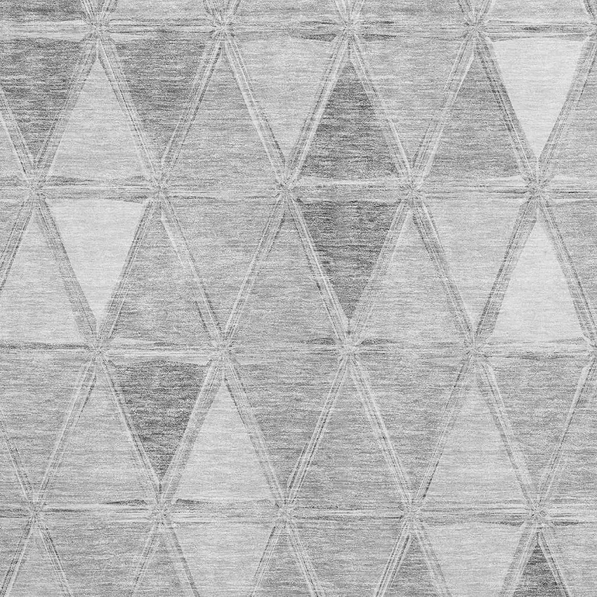 Gray And Silver Geometric Washable Area Rug With UV Protection Photo 4