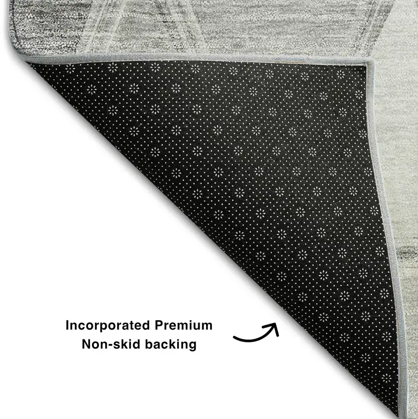 Gray And Silver Geometric Washable Area Rug With UV Protection Photo 8