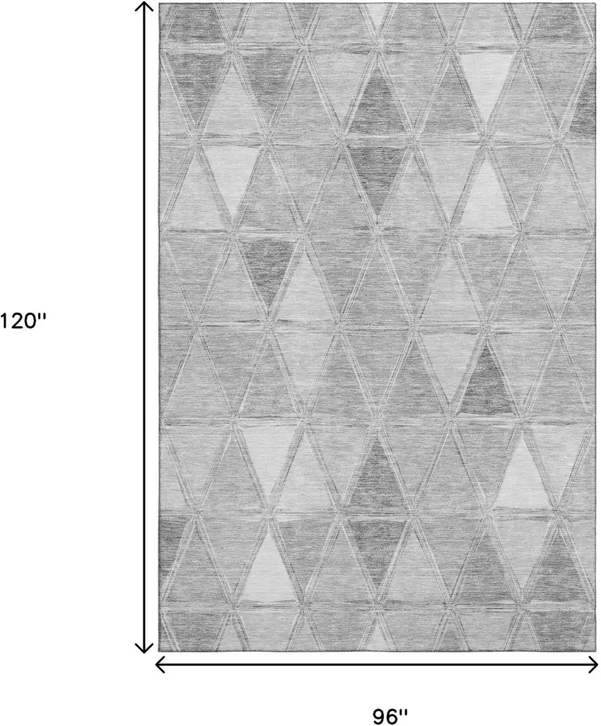 Gray And Silver Geometric Washable Area Rug With UV Protection Photo 3