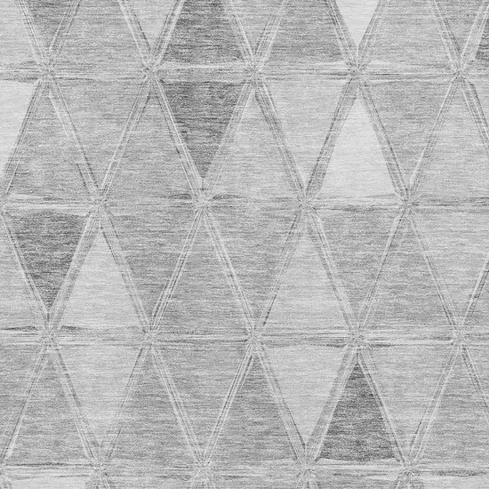 Gray And Silver Geometric Washable Area Rug With UV Protection Photo 4