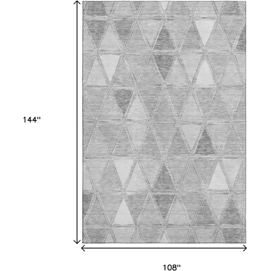 Gray And Silver Geometric Washable Area Rug With UV Protection Photo 3