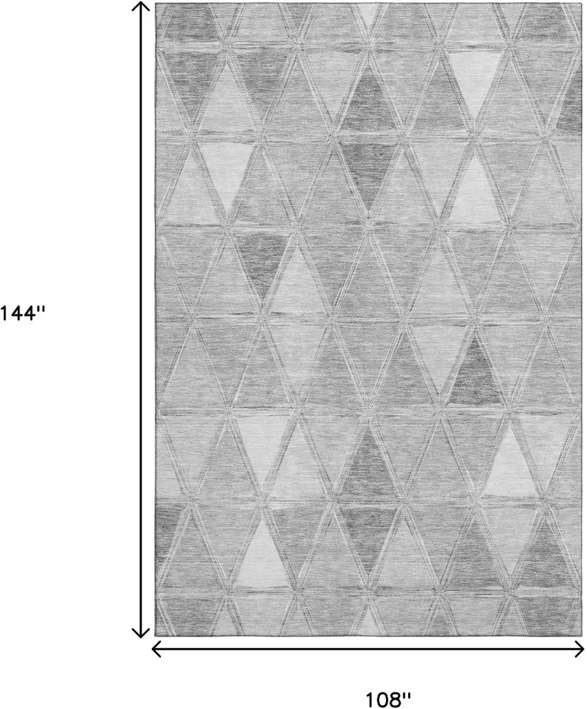 Gray And Silver Geometric Washable Area Rug With UV Protection Photo 3