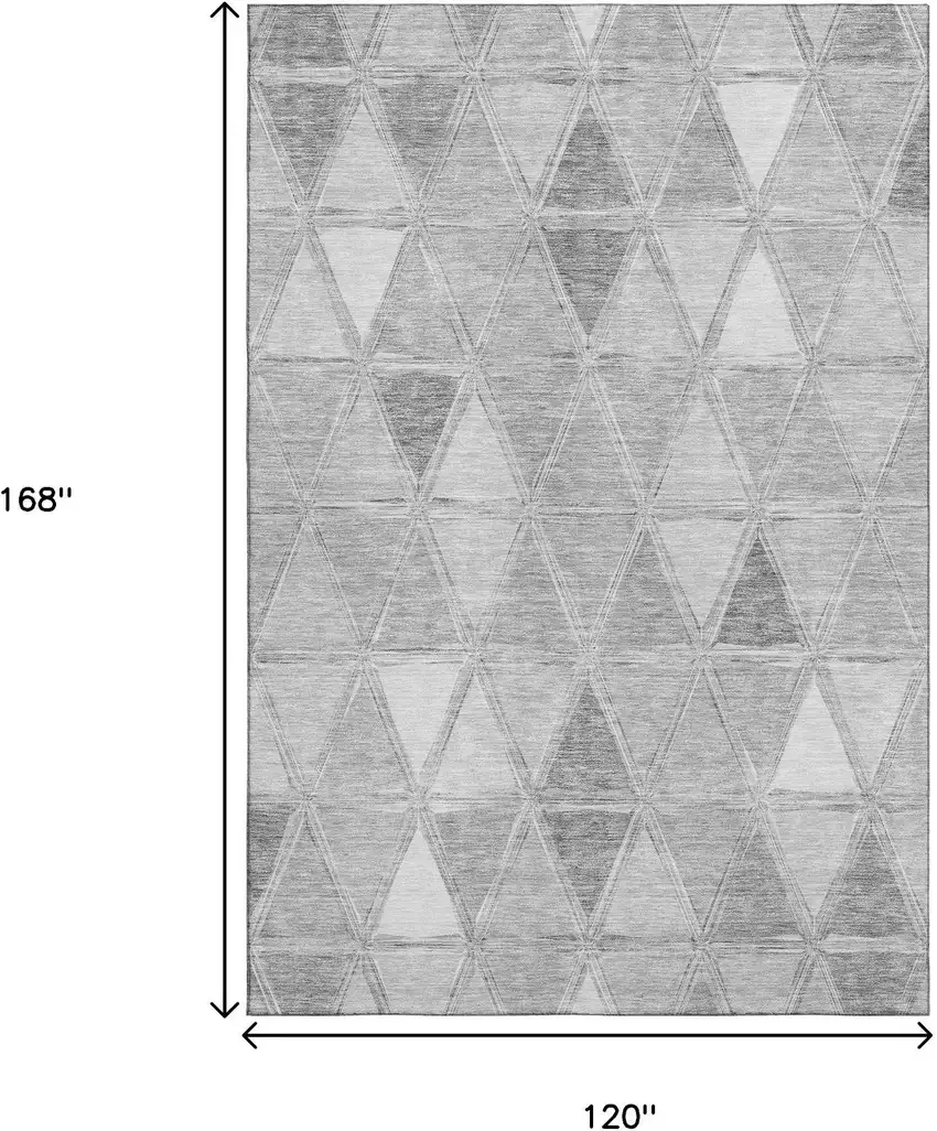 Gray And Silver Geometric Washable Area Rug With UV Protection Photo 3