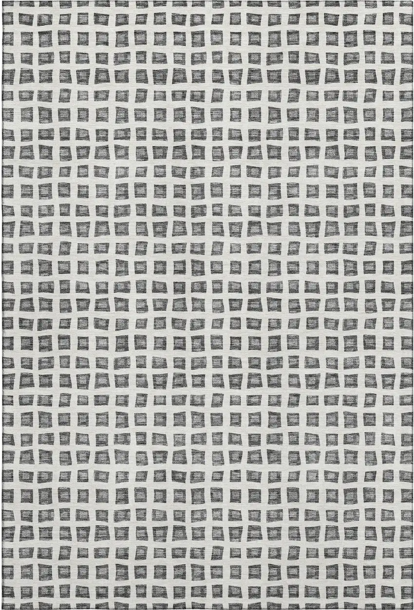 Gray And Silver Geometric Washable Area Rug With UV Protection Photo 1