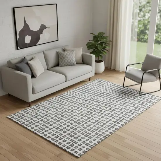 Gray And Silver Geometric Washable Area Rug With UV Protection Photo 1