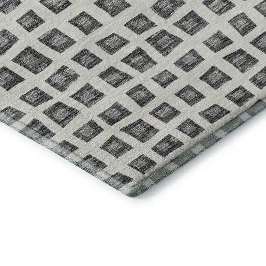 Gray And Silver Geometric Washable Area Rug With UV Protection Photo 8