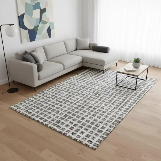 Gray And Silver Geometric Washable Area Rug With UV Protection Photo 2