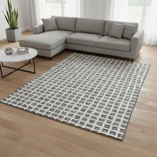 Gray And Silver Geometric Washable Area Rug With UV Protection Photo 2