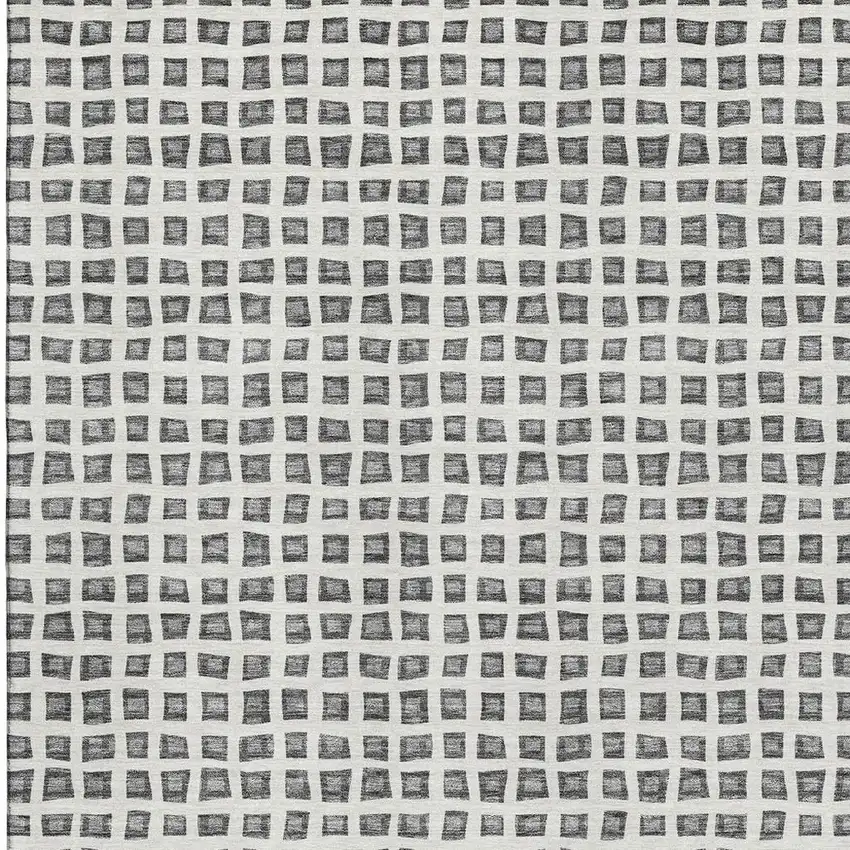 Gray And Silver Geometric Washable Area Rug With UV Protection Photo 4
