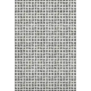 Photo of Gray And Silver Geometric Washable Area Rug With UV Protection