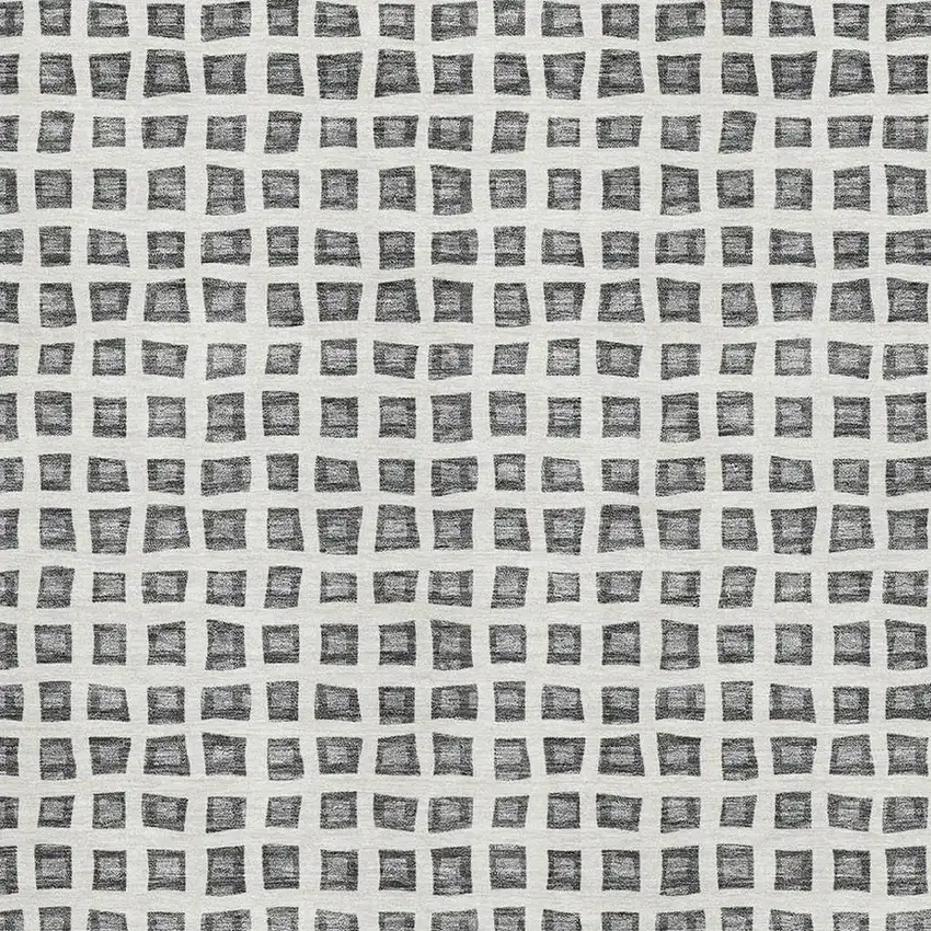 Gray And Silver Geometric Washable Area Rug With UV Protection Photo 3