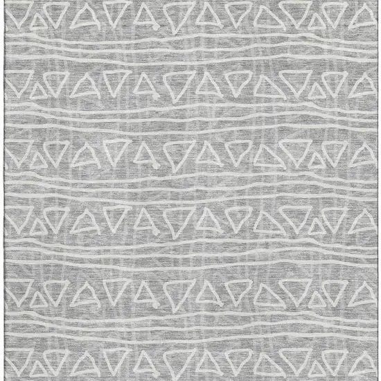 Gray And Silver Geometric Washable Area Rug With UV Protection Photo 4