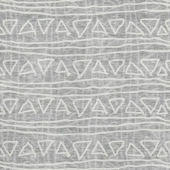 Gray And Silver Geometric Washable Area Rug With UV Protection Photo 3