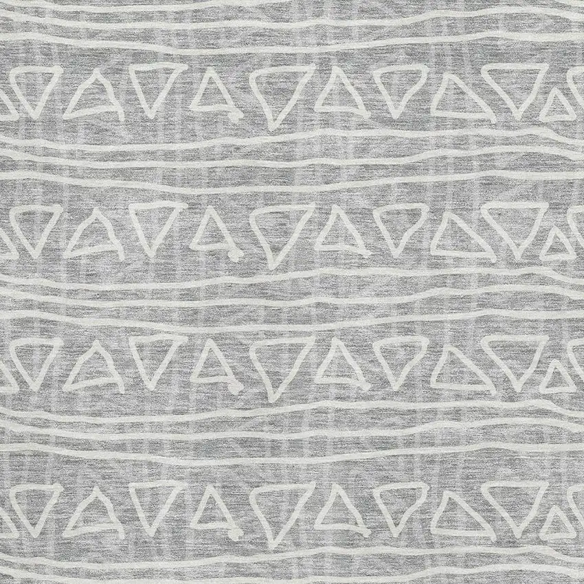 Gray And Silver Geometric Washable Area Rug With UV Protection Photo 3