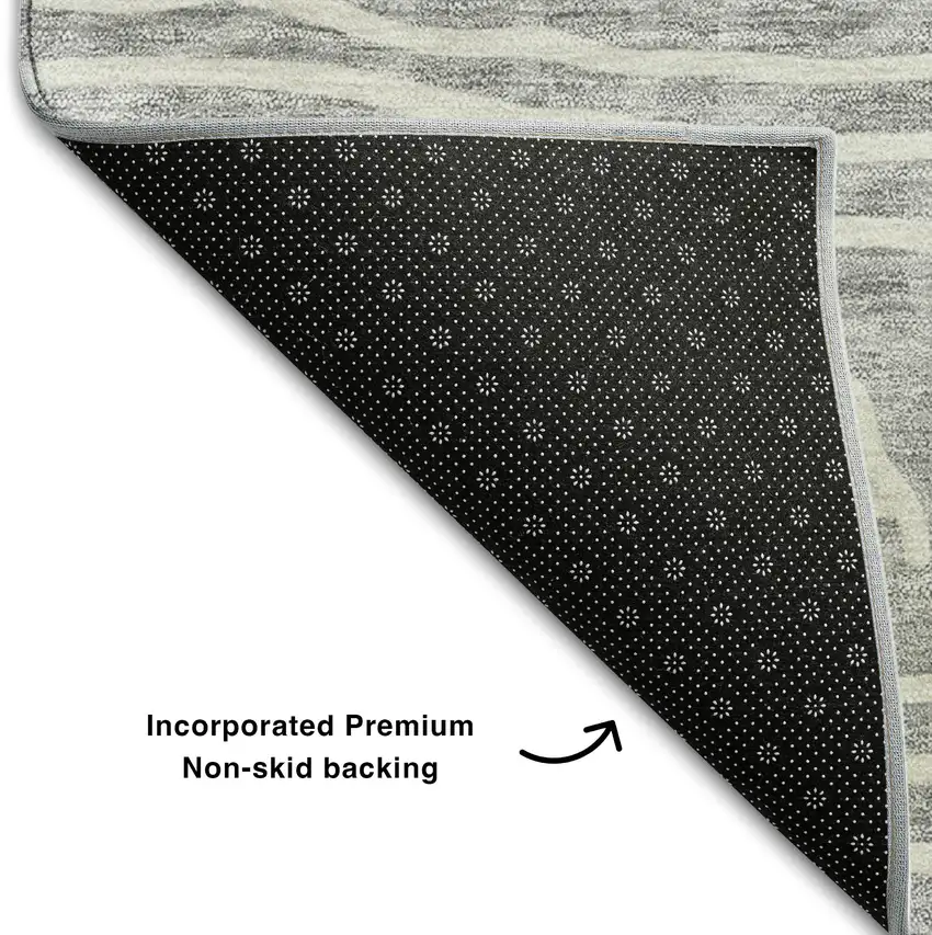 Gray And Silver Geometric Washable Area Rug With UV Protection Photo 7