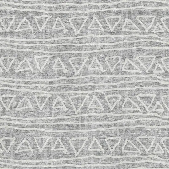 Gray And Silver Geometric Washable Area Rug With UV Protection Photo 3