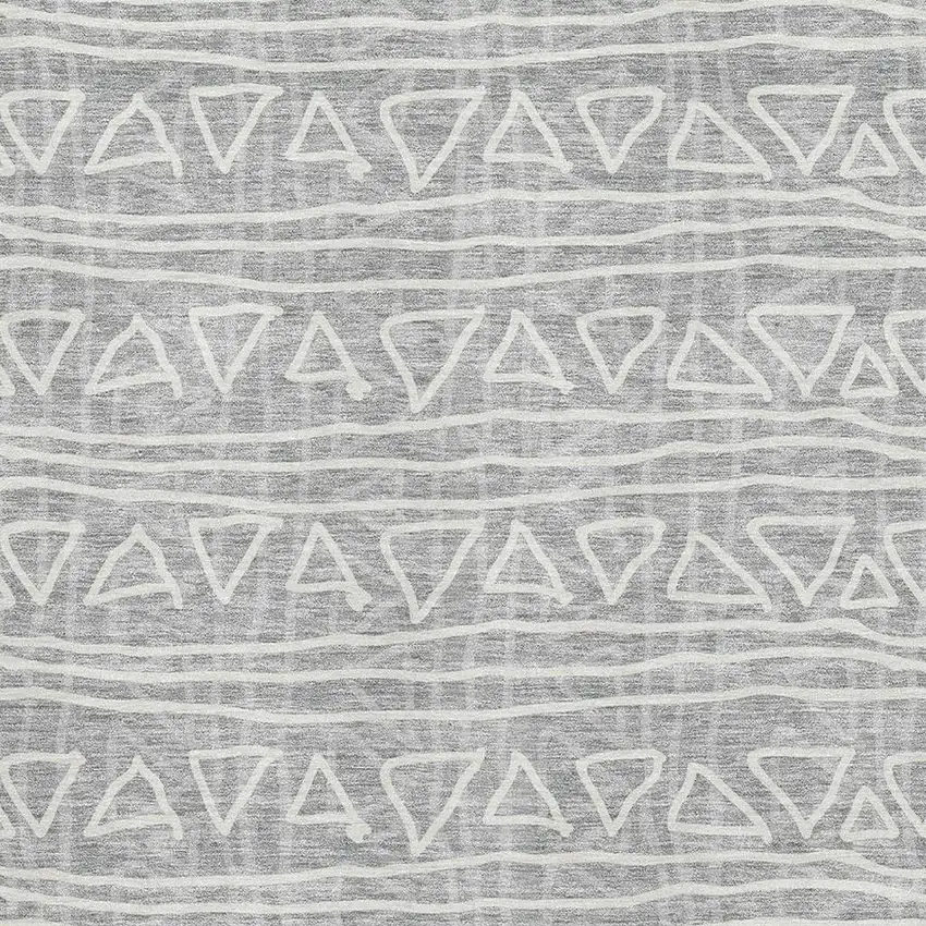 Gray And Silver Geometric Washable Area Rug With UV Protection Photo 3