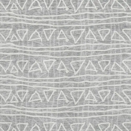 Gray And Silver Geometric Washable Area Rug With UV Protection Photo 3