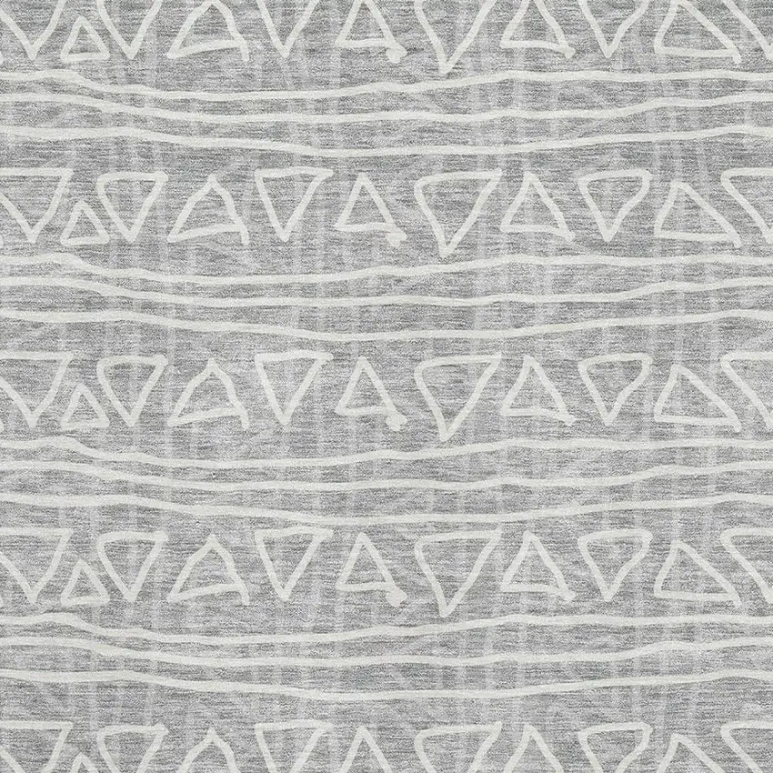 Gray And Silver Geometric Washable Area Rug With UV Protection Photo 3