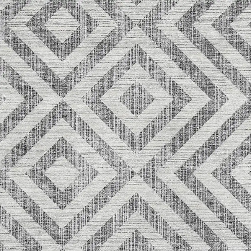 Gray And Silver Geometric Washable Area Rug With UV Protection Photo 3