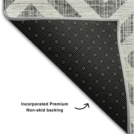 Gray And Silver Geometric Washable Area Rug With UV Protection Photo 7
