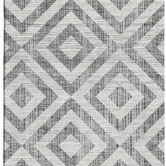 Gray And Silver Geometric Washable Area Rug With UV Protection Photo 3