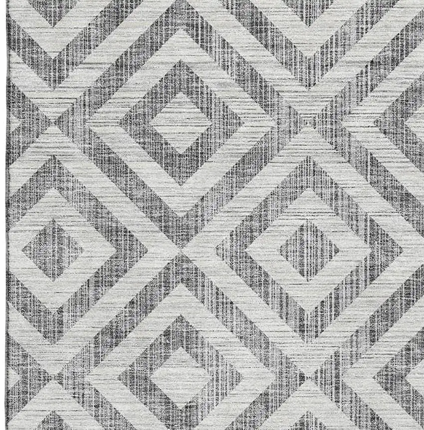 Gray And Silver Geometric Washable Area Rug With UV Protection Photo 3