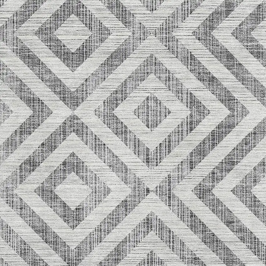 Gray And Silver Geometric Washable Area Rug With UV Protection Photo 3